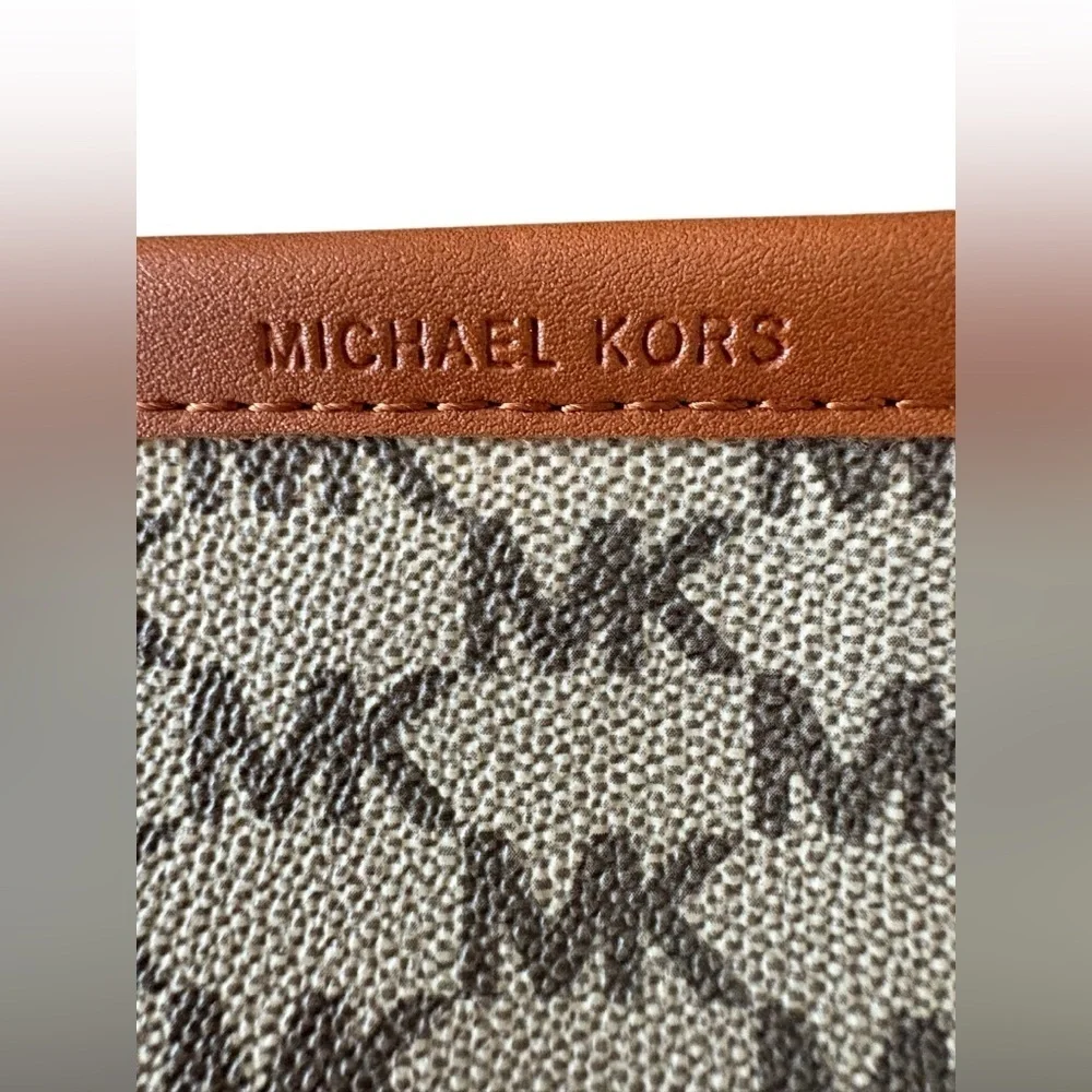 Michael Kors Brown Leather Trim Monogram Canvas